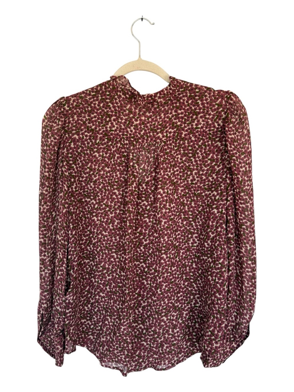 ba&sh Maroon Multi-Print Button-Down Blouse - Picture 4 of 8